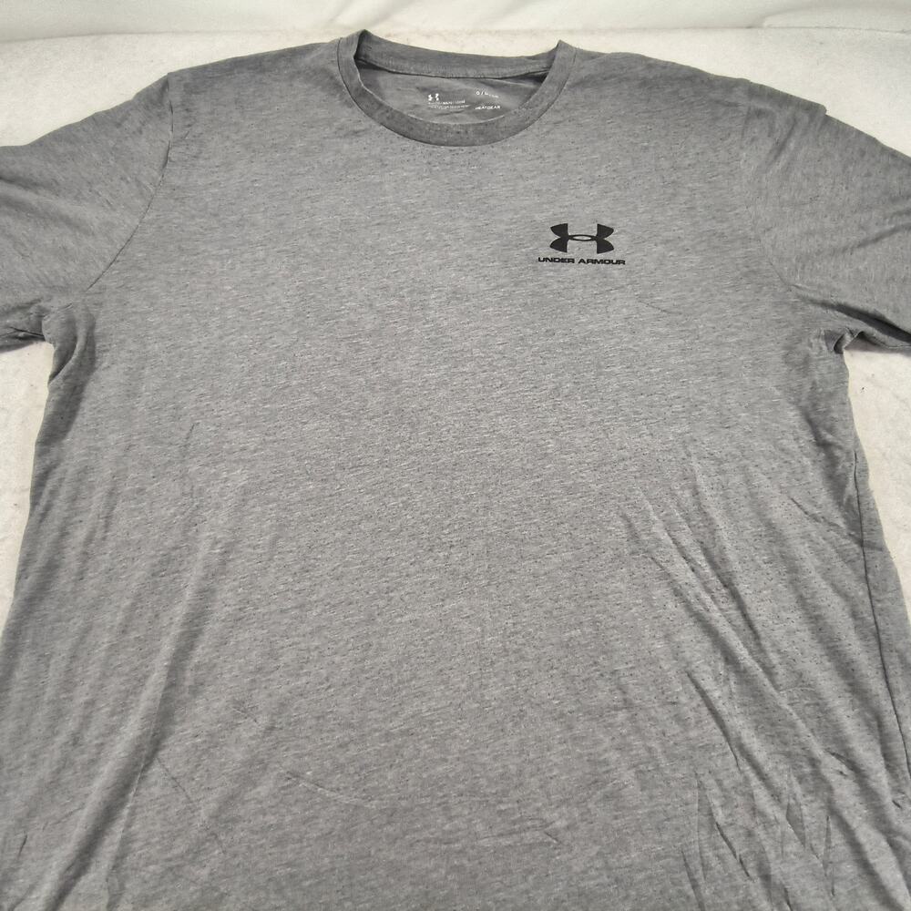 Under Armour Crew Neck Short Sleeve Casual T Shirt Mens Size Large L Gray Black